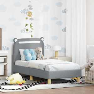 Rám postele pro batole s čelem Světle šedá 70 x 140 cm Textil - obrázek 1