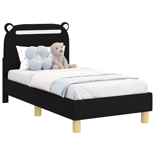 vidaXL Kuni 3-aastase voodi raam koos peatoega Must 70 x 140 cm kangas