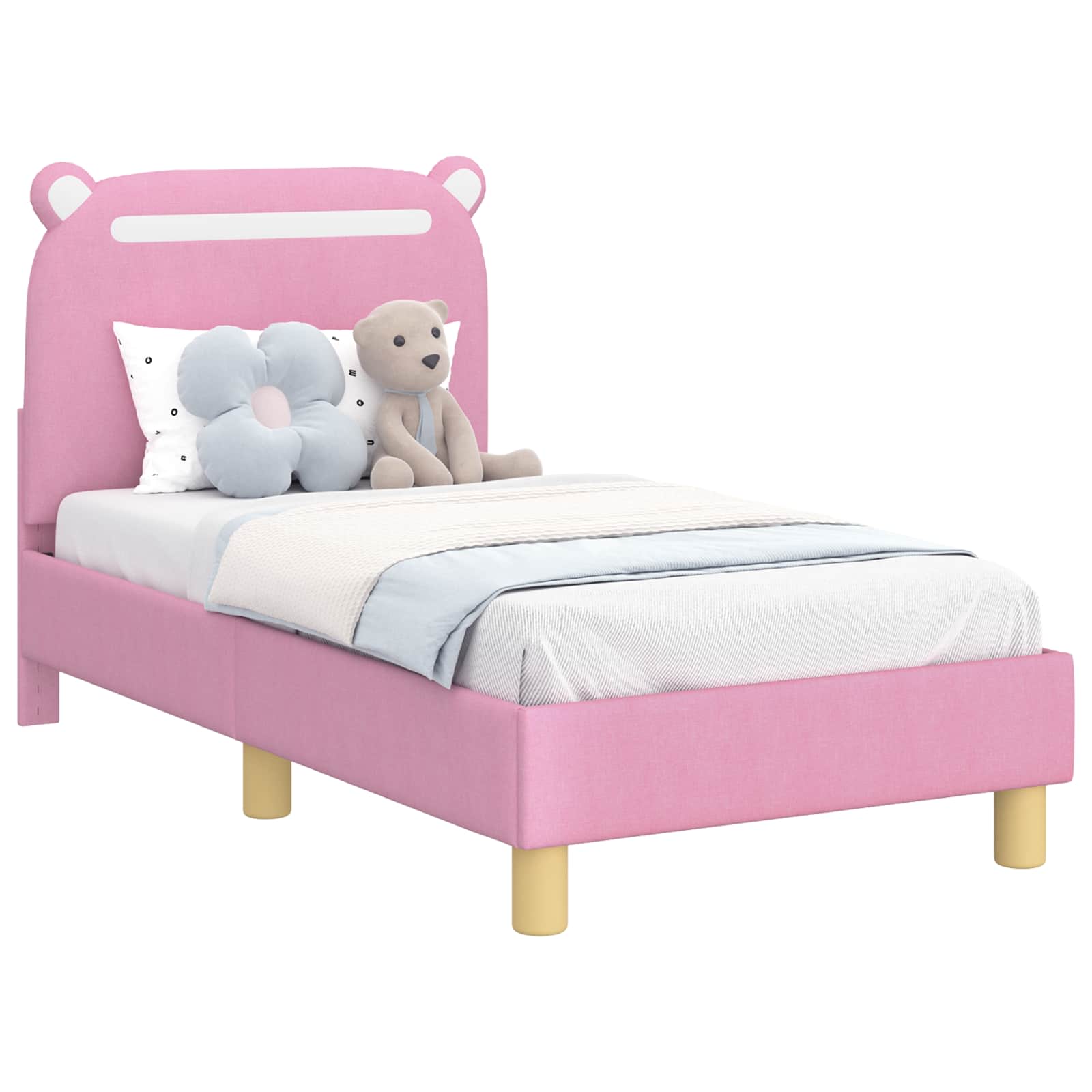 VidaXL Peuterbedframe Met Hoofdboard Roze 70 X 140 Cm Stof