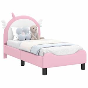 vidaXL Kuni 3-aastase voodi raam koos peatoega Roosa 70 x 140 cm PU