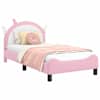 vidaXL Laste voodiraam peatoega Roosa 80 x 160 cm PU