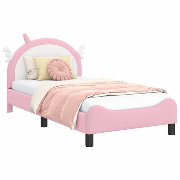 vidaXL Laste voodiraam peatoega Roosa 80 x 160 cm PU