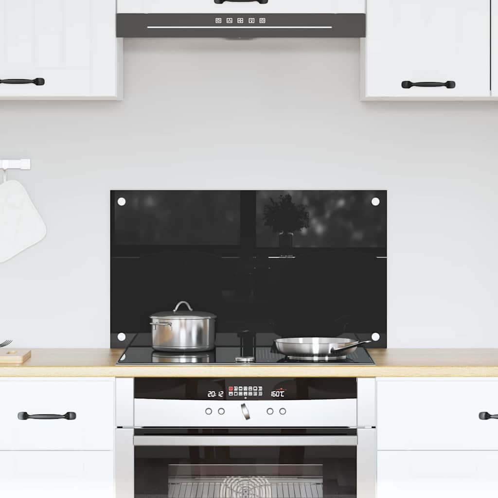 Produse bucătărie - Spate de bucătărie Negru 70 x 40 x 0.8 cm sticlă securizată