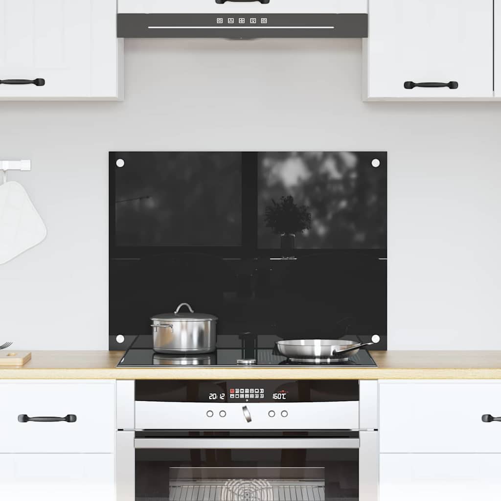 Produse bucătărie - Spate de bucătărie Negru 70 x 50 x 0.8 cm sticlă securizată