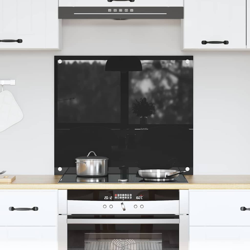 Produse bucătărie - Spate de bucătărie Negru 70 x 60 x 0.8 cm sticlă securizată