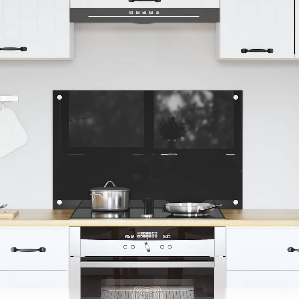 Produse bucătărie - Spate de bucătărie Negru 80 x 50 x 0.8 cm sticlă securizată