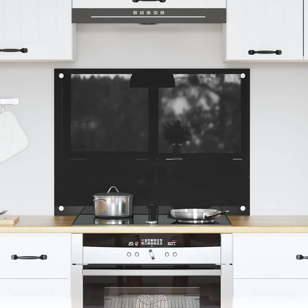 Produse bucătărie - Spate de bucătărie Negru 80 x 60 x 0.8 cm sticlă securizată