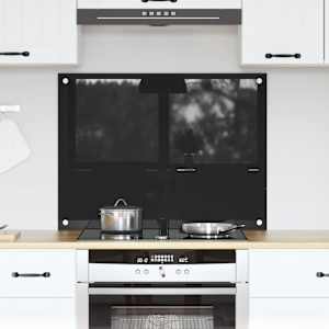 Zaščita za kuhinjo Črna 80 x 60 cm kaljeno steklo