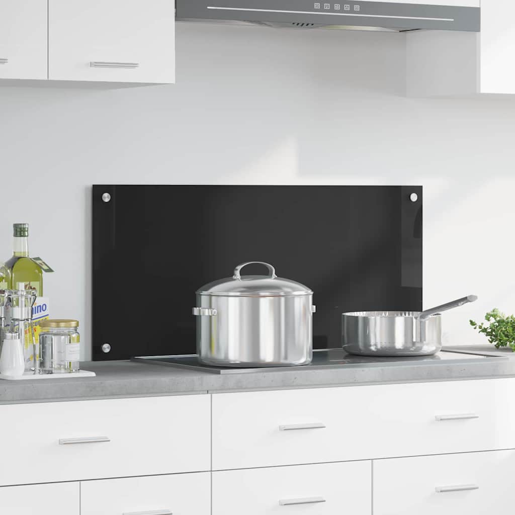 Produse bucătărie - Spate de bucătărie Negru 90 x 40 x 0.8 cm sticlă securizată