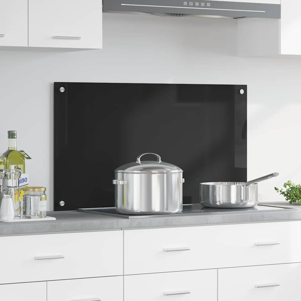 Produse bucătărie - Spate de bucătărie Negru 90 x 50 x 0.8 cm sticlă securizată