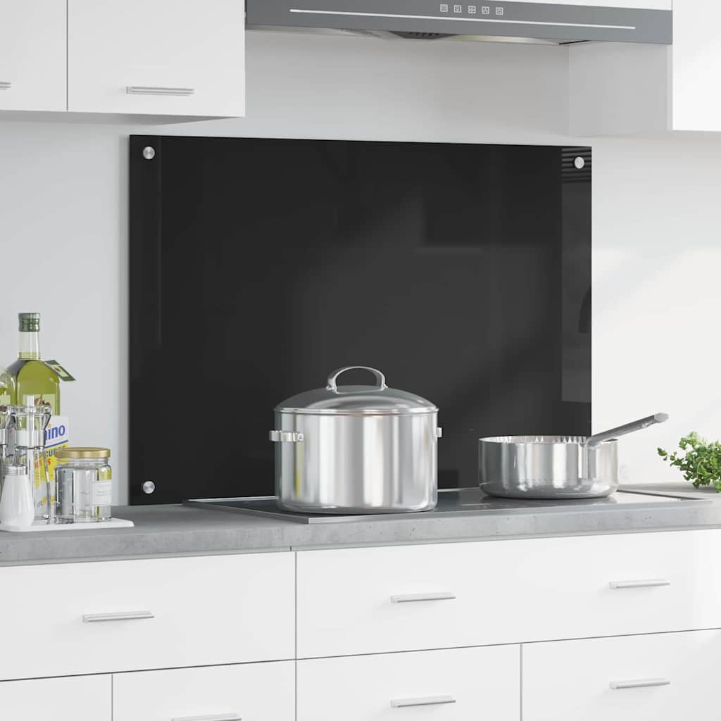 Produse bucătărie - Spate de bucătărie Negru 90 x 60 x 0.8 cm sticlă securizată