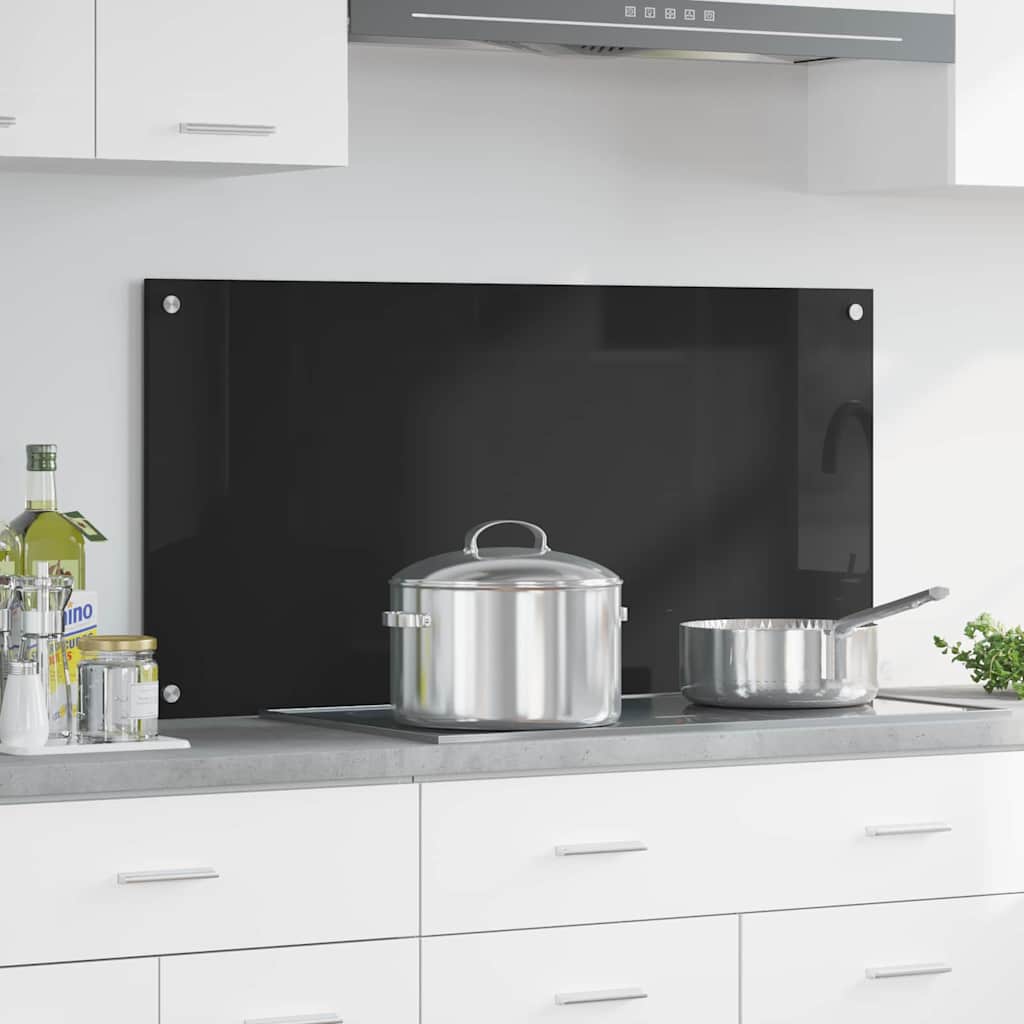 Produse bucătărie - Spate de bucătărie Negru 100 x 50 x 0.8 cm sticlă securizată