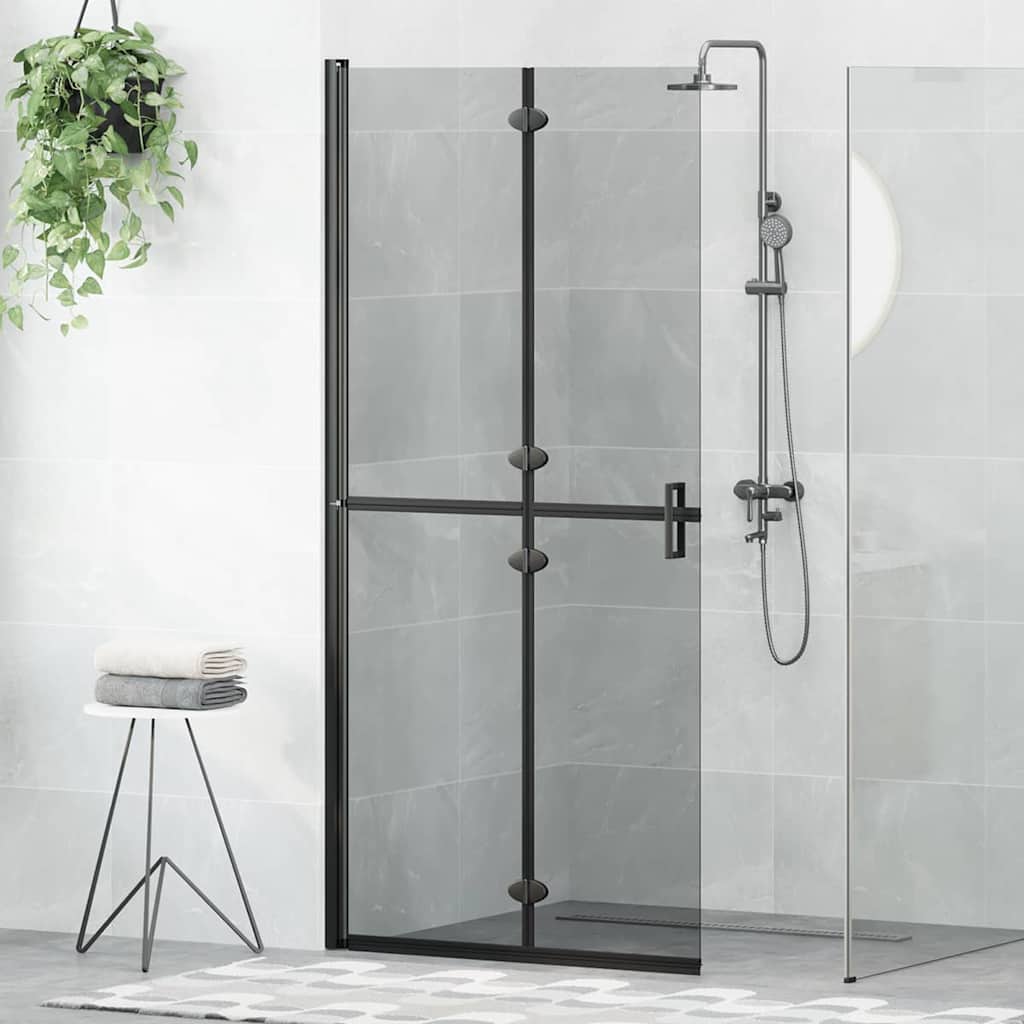 vidaXL Perete de duș Walk-in Negru și transparent închis 90 x 190 cm