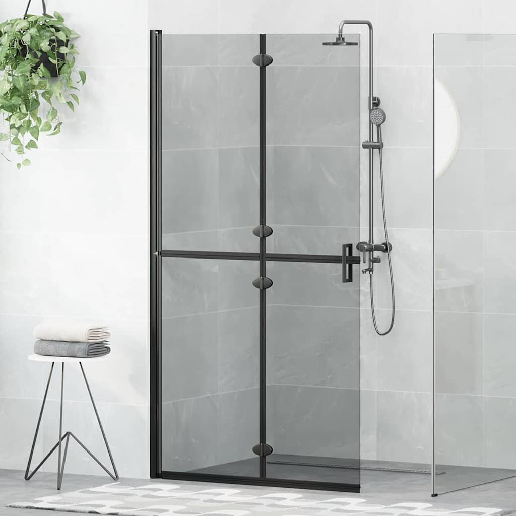 vidaXL Perete de duș Walk-in Negru și transparent închis 100 x 190 cm