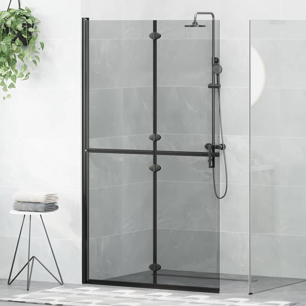 vidaXL Perete de duș Walk-in Negru și transparent închis 110 x 190 cm