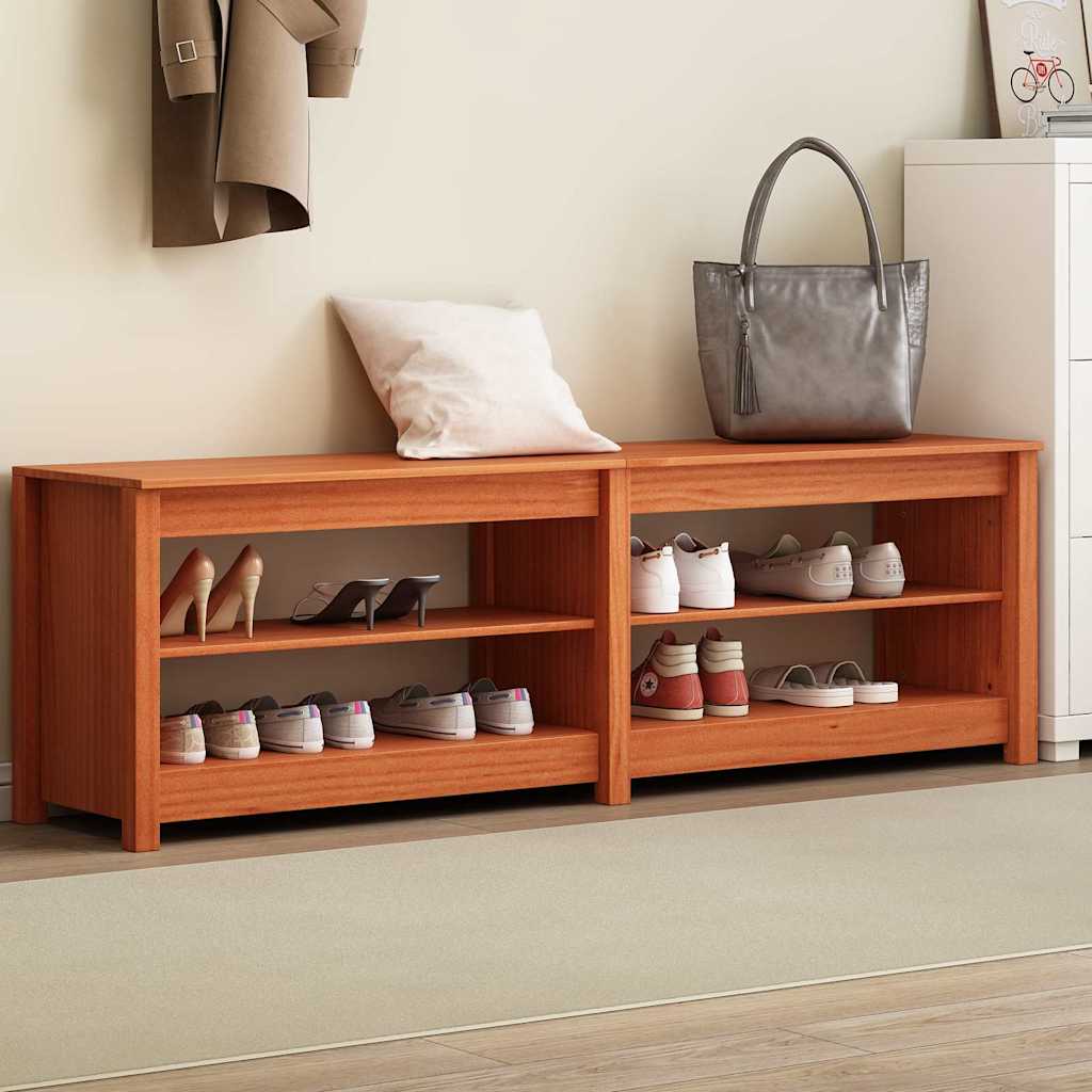 vidaXL Bancă pentru pantofi cu raft Maro ceruit 160 x 36.5 x 50 cm