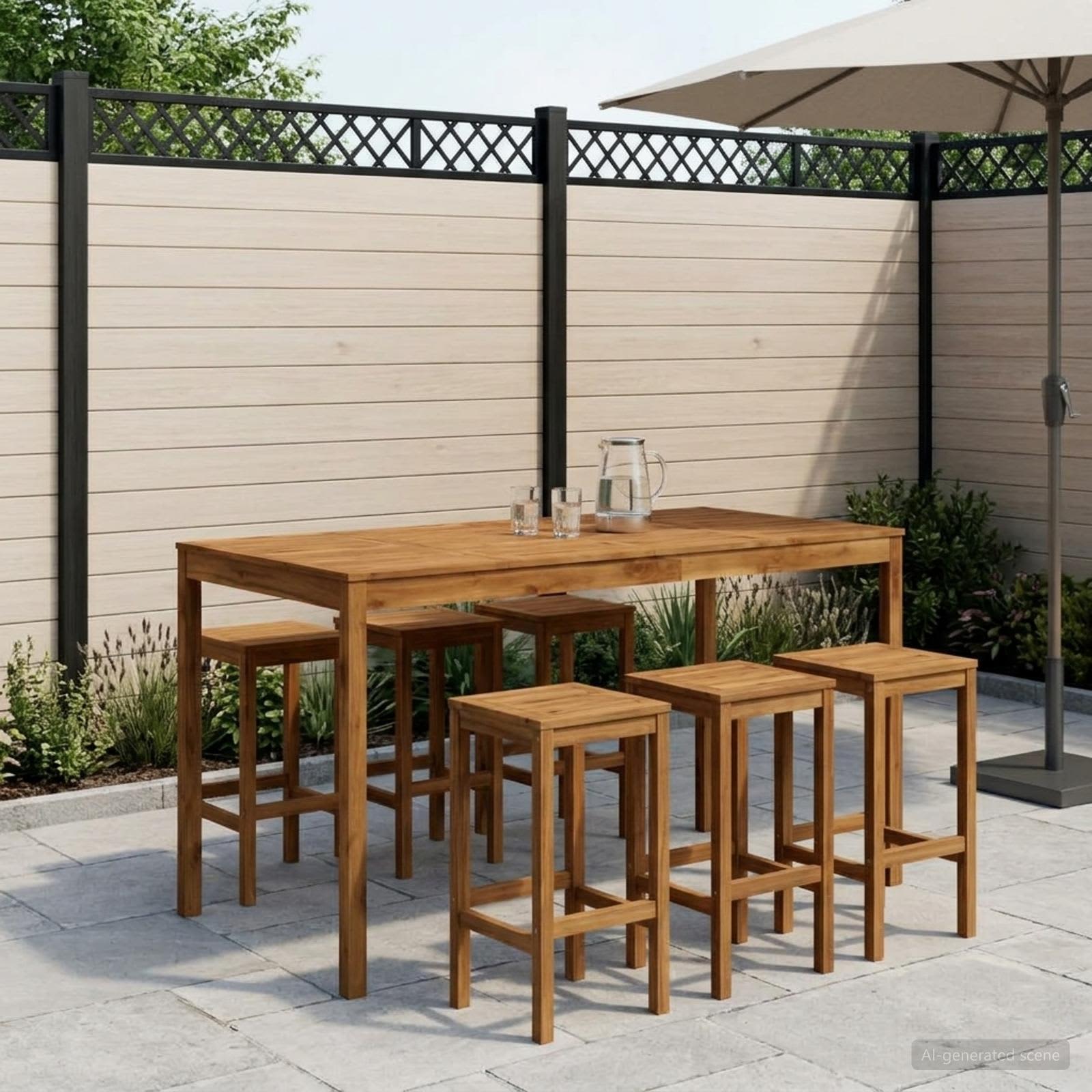 vidaXL Trädgård Bar Bord Naturlig 196 x 100 x 105 cm Massivt Akaciaträ