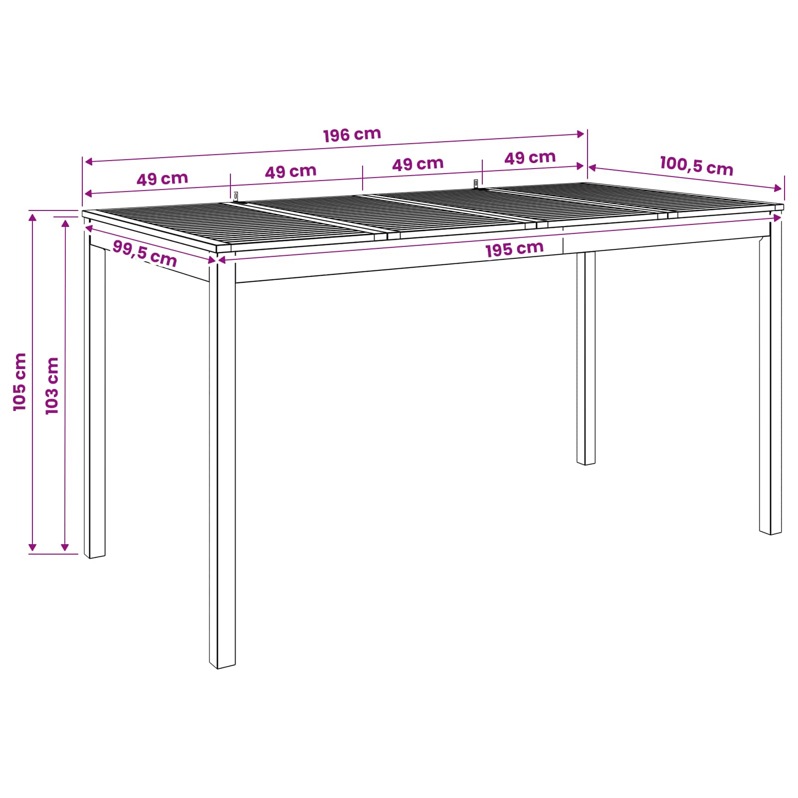 Tuinbar Tafel Naturel 196 x 100 x 105 cm Massief Acaciahout image 8