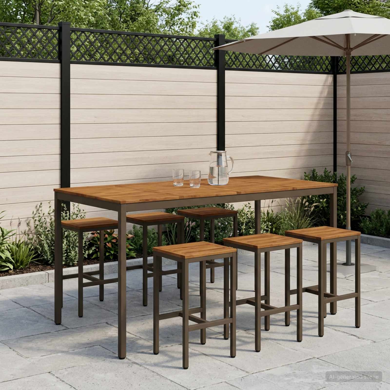 vidaXL Trädgård Bar Bord Naturlig och Kaffe 196 x 100,5 x 105 cm