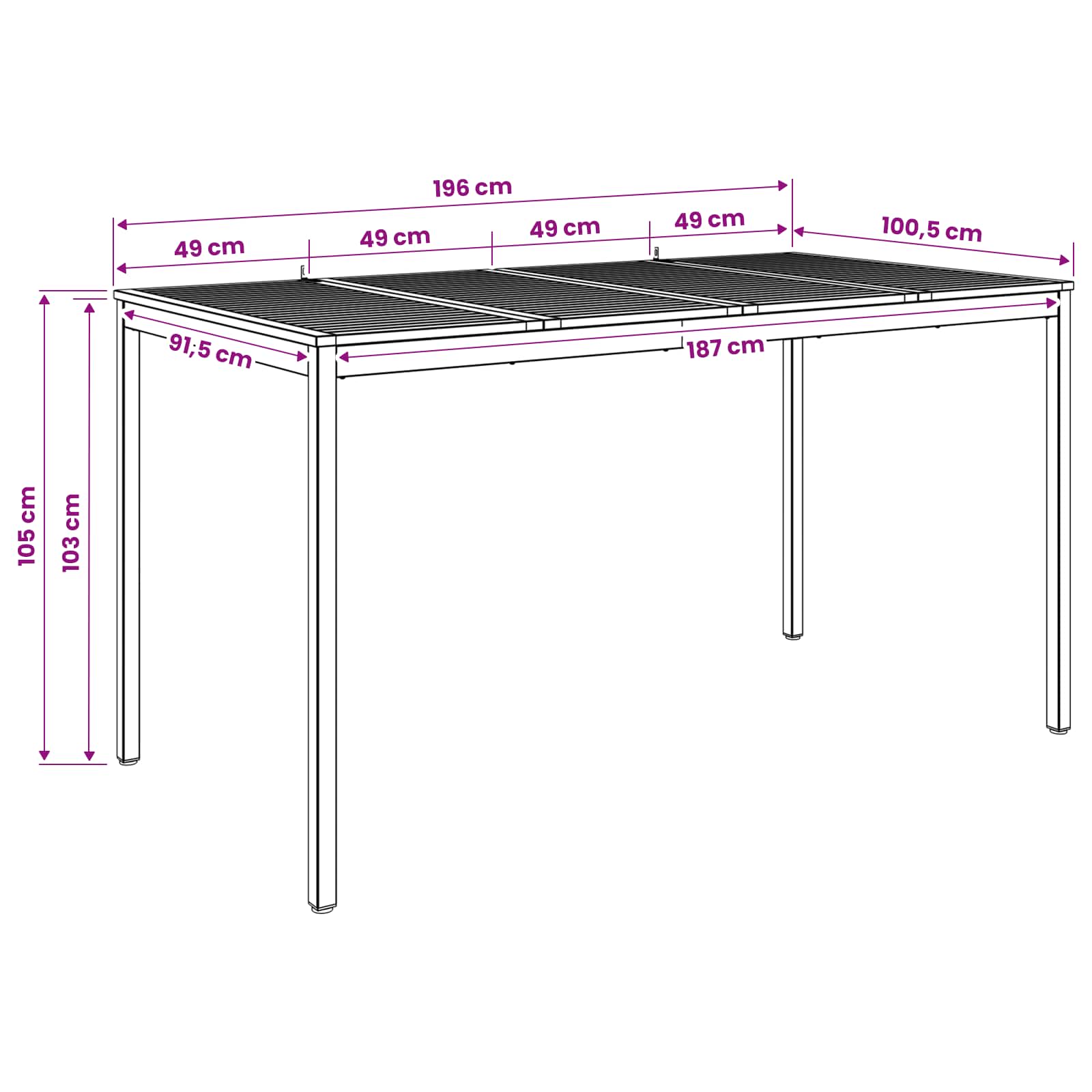 Tuinbar Tafel Wit 196 x 100,5 x 105 cm Massief Acaciahout image 9