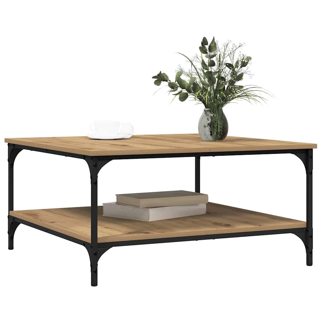 vidaXL Salontafel artisanaal eikenkleurig 80 x 80 x 40 cm Bewerkt hout