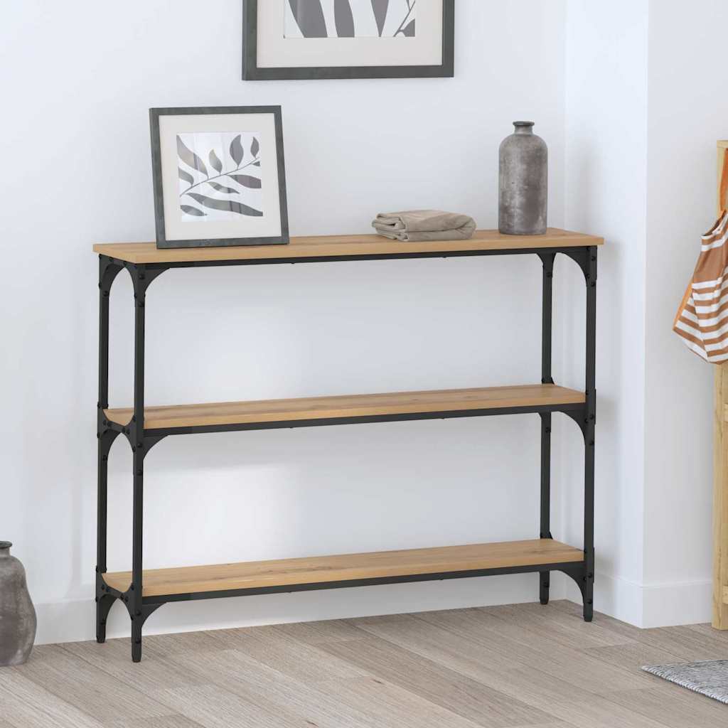 vidaXL Masă de consolă cu raft stejar artizanal 100 x 22.5 x 75 cm