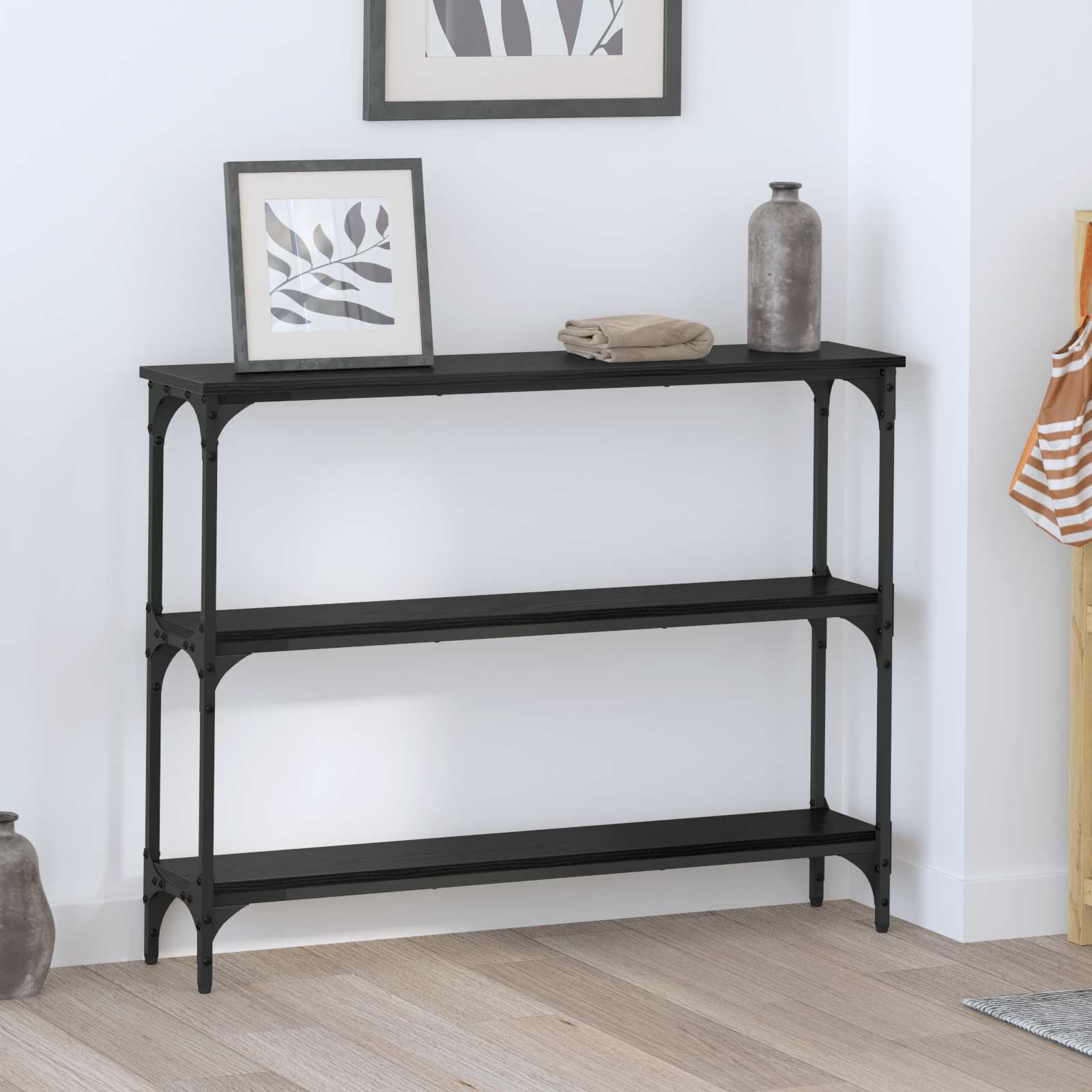 vidaXL Masă de consolă Stejar negru 100 x 22,5 x 75 cm Lemn compozit