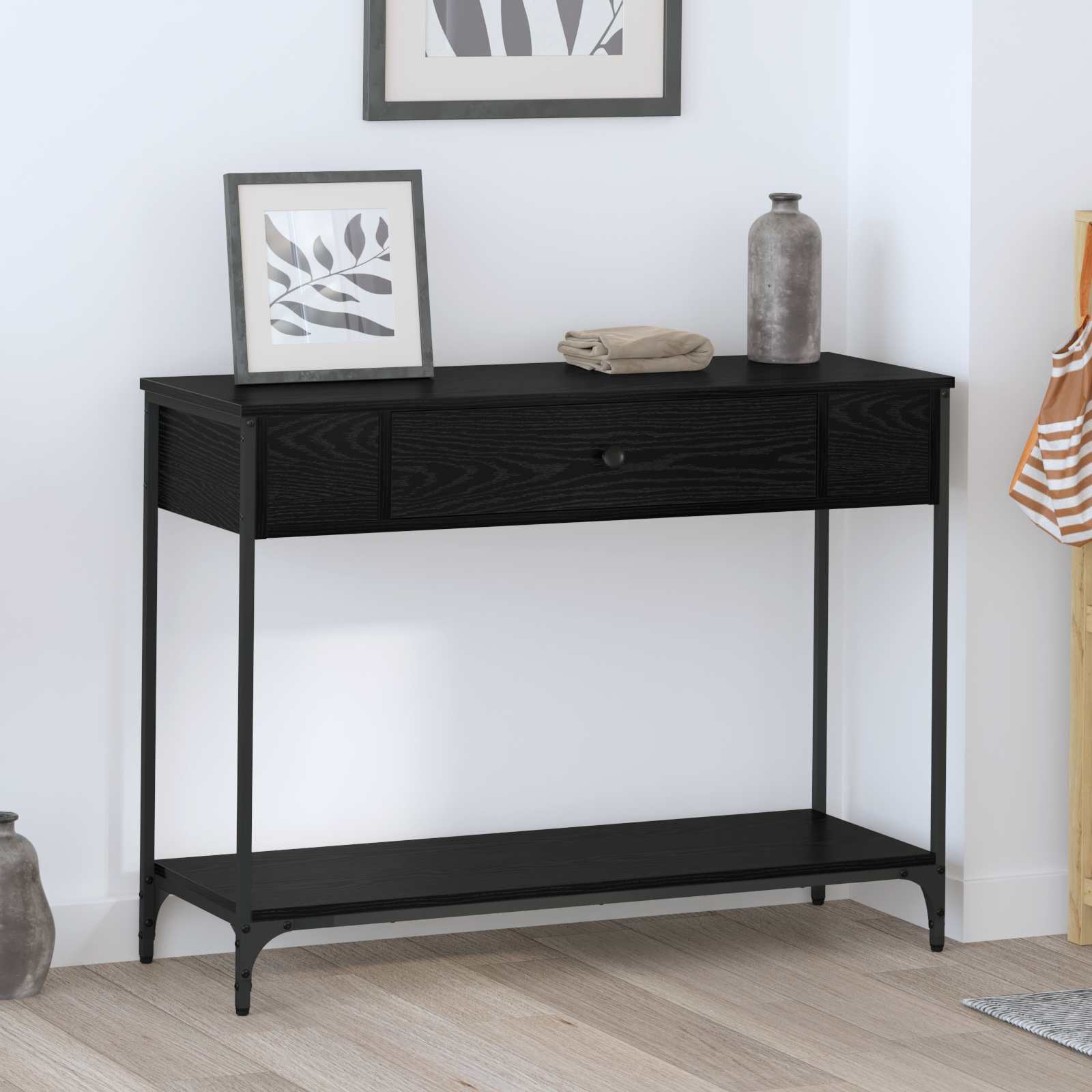 vidaXL Masă de consolă Stejar negru 100 x 34.5 x 75 cm Lemn compozit
