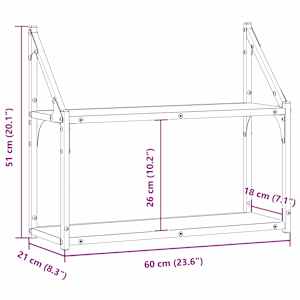 Nástěnná polička Staré dřevo 60 x 21 x 51 cm kompozitní dřevo - obrázek 10