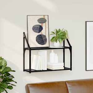 Stenska polica Črni hrast 60 x 21 x 51 cm Konstruiran les