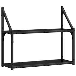 Nástěnná polička Černý dub 60 x 21 x 51 cm kompozitní dřevo - obrázek 2
