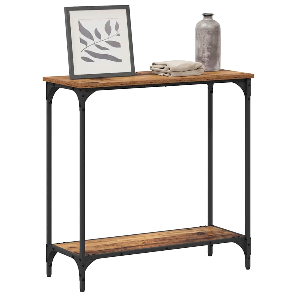 vidaXL Wandtafel met plank Oud hout 75 x 30.5 x 75 cm Bewerkt hout
