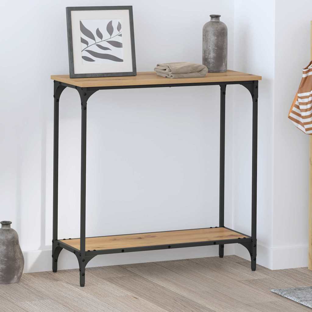 vidaXL Konsolentisch mit Regal Eiche handwerklich 75 x 30.5 x 75 cm