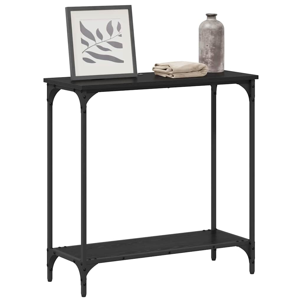 vidaXL Wandtafel met plank Zwart eiken 75 x 30.5 x 75 cm Bewerkt hout