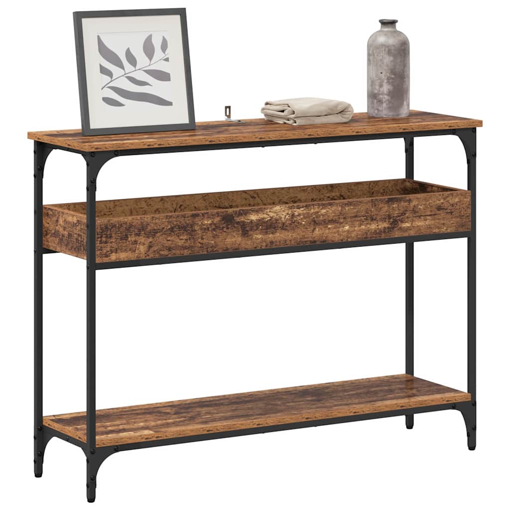 vidaXL Wandtafel met plank Oud hout 100 x 29 x 75 cm Bewerkt hout