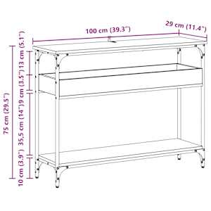 Konzolový stolek dub artisan 100 x 29 x 75 cm Kompozitní dřevo - obrázek 12