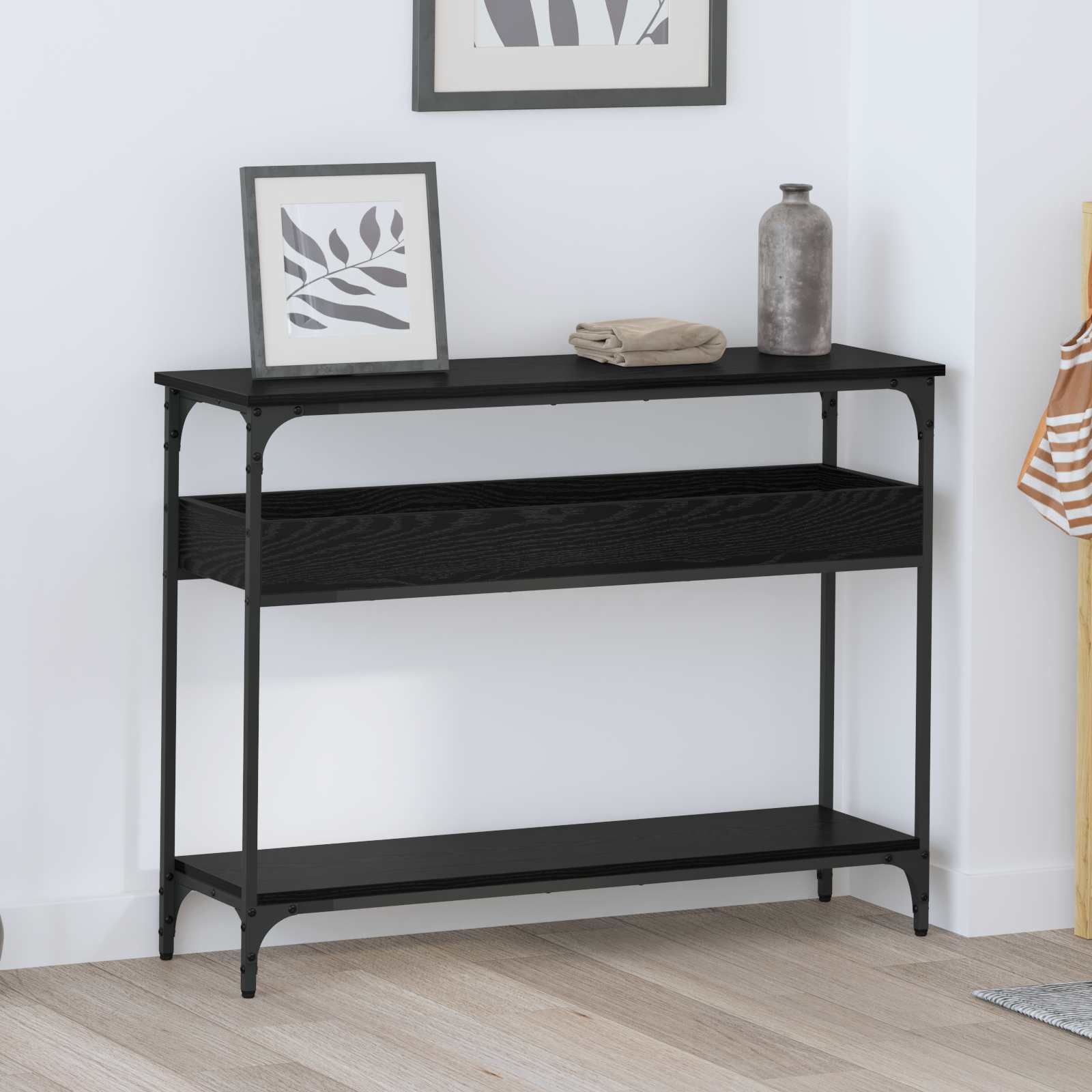 vidaXL Masă de consolă Stejar negru 100 x 29 x 75 cm Lemn compozit