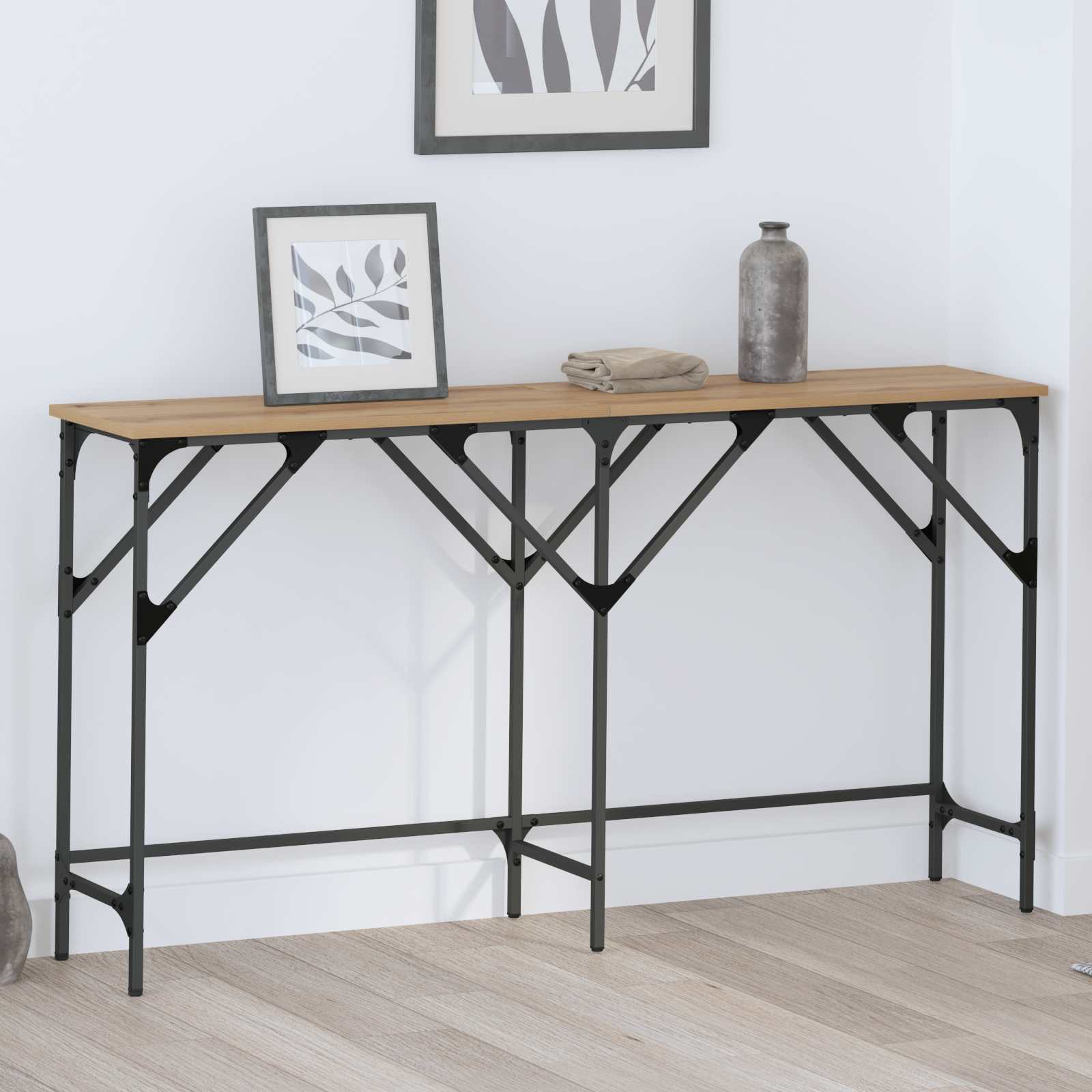 vidaXL Masă de consolă stejar artizanal 140 x 29 x 75 cm Lemn compozit