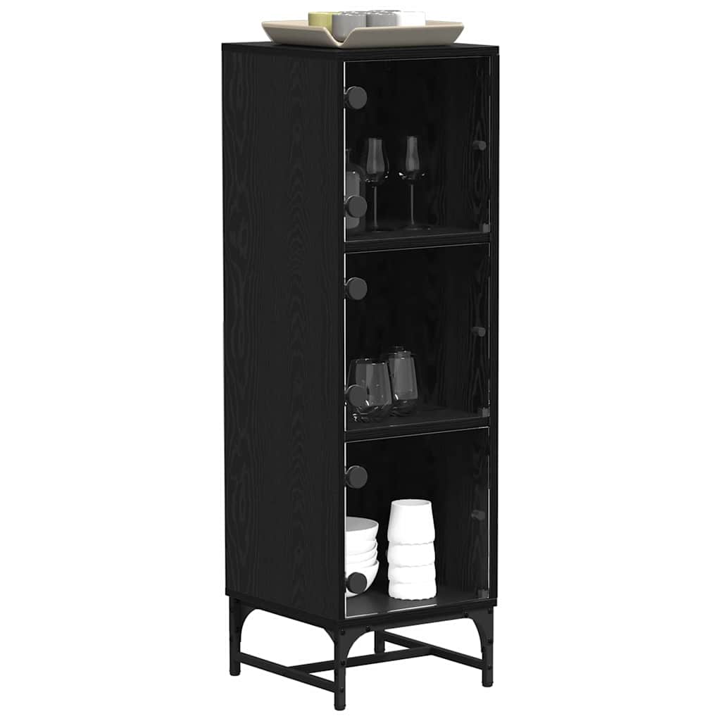vidaXL Highboard Zwart eiken 35 x 37 x 117 cm Bewerkt hout