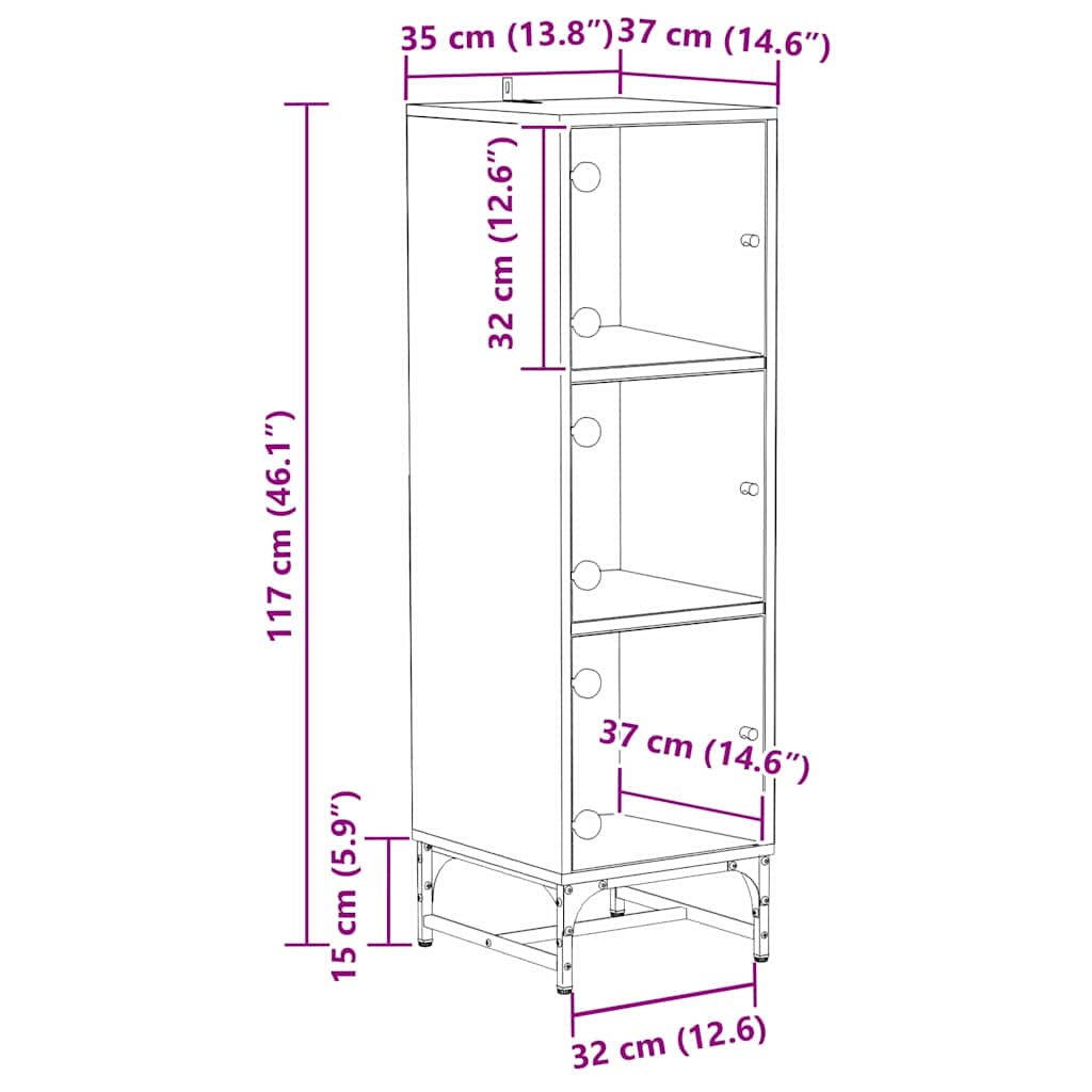 Puse Melns ozolkoks 35 x 37 x 117 cm