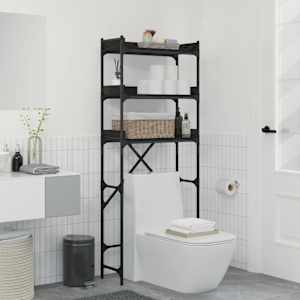 Polica za pralni stroj Črn 0ak 67 x 25 x 163 cm Konstruiran les