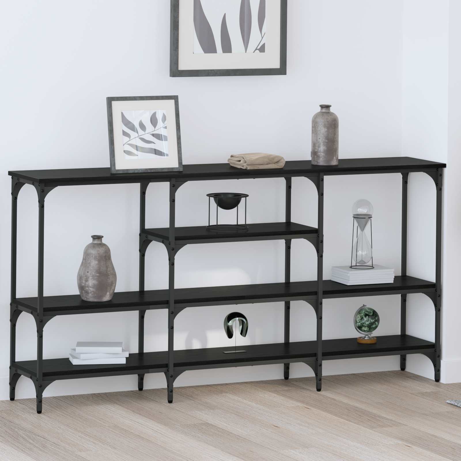 vidaXL Masă de consolă Stejar negru 160 x 29 x 80 cm Lemn compozit