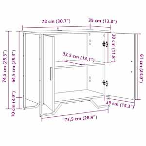 Servírovací skříň Staré dřevo 78 x 35 x 74.5 cm - obrázek 11