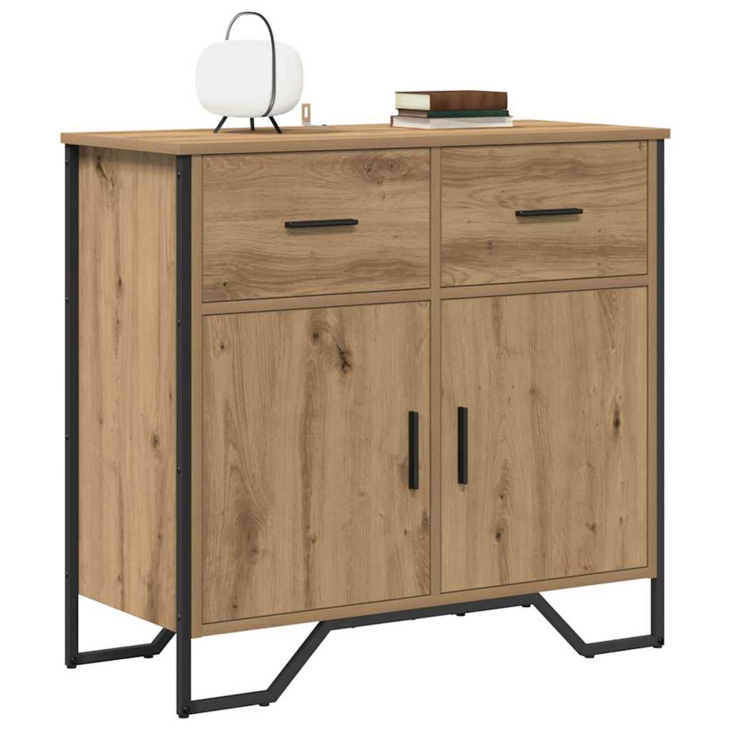 vidaXL Dressoir met lade artisanaal eikenkleurig 79.5 x 35.5 x 74.5 cm