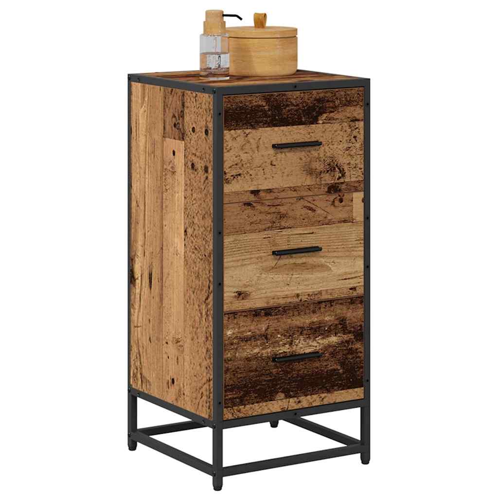vidaXL Dressoir met lade Oud hout 35.5 x 35 x 76 cm Bewerkt hout