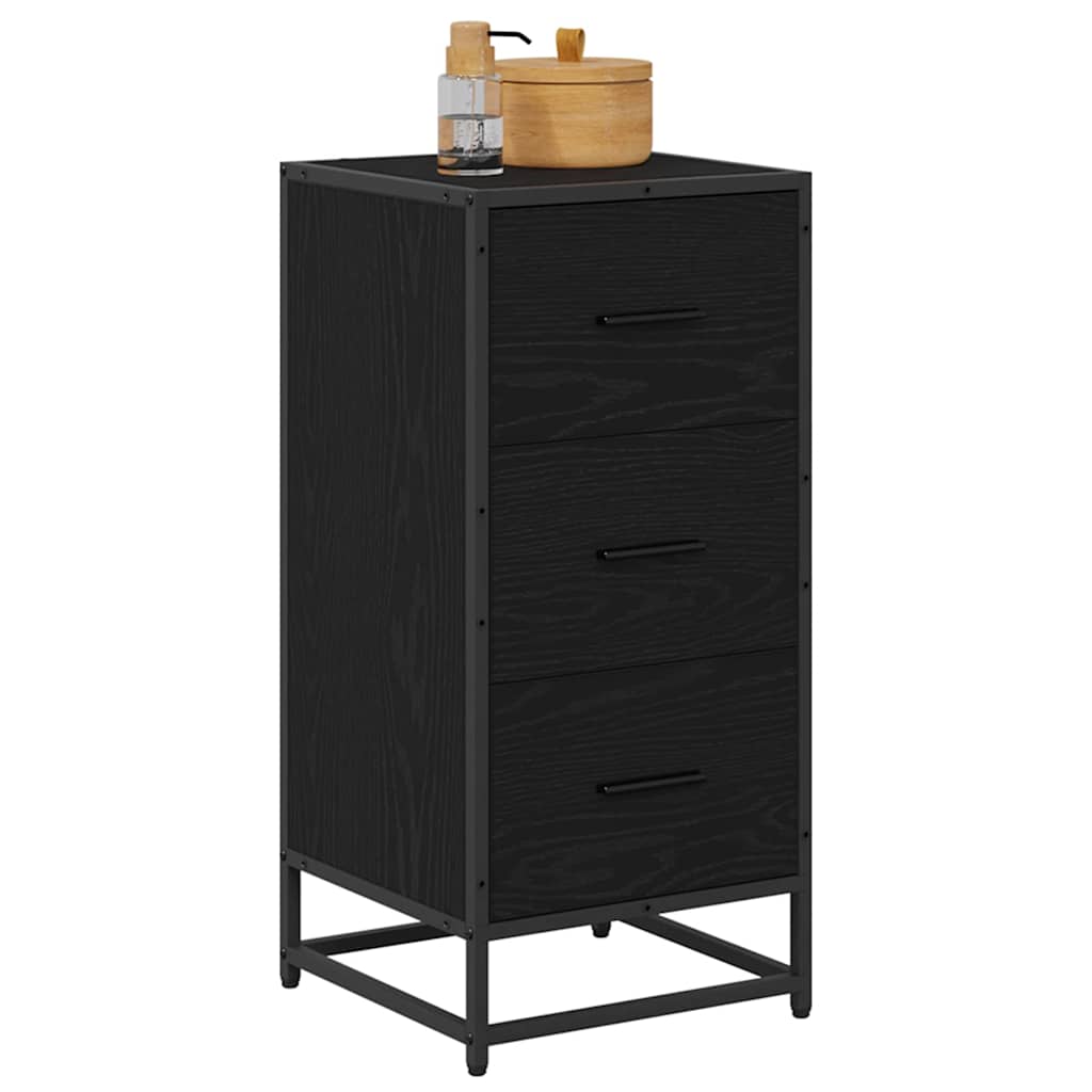 vidaXL Dressoir met lade Zwart eiken 35.5 x 35 x 76 cm Bewerkt hout
