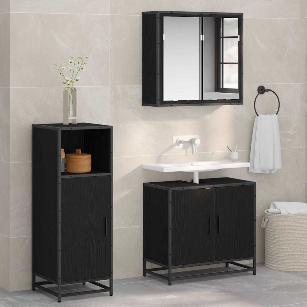 vidaXL Dulap de Baie Stejar negru 35 x 37.5 x 100 cm Lemn compozit