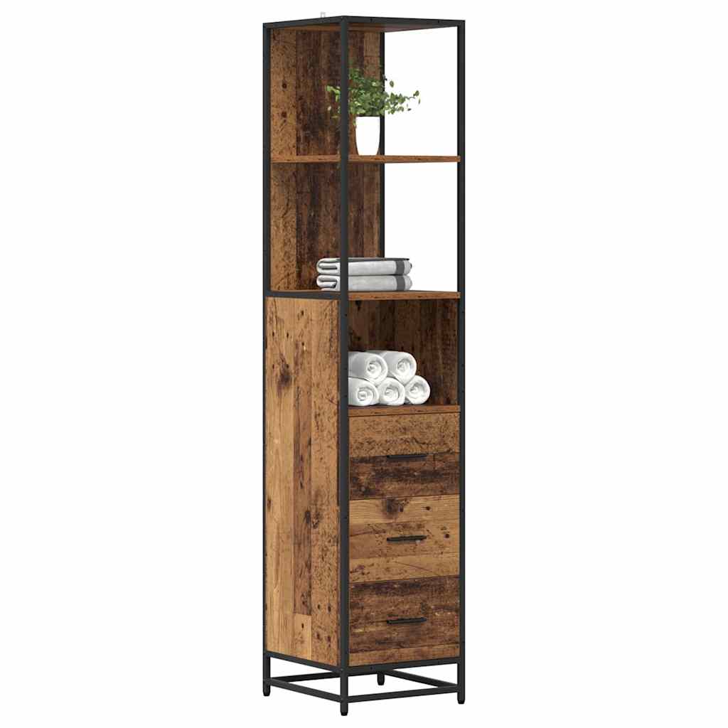 vidaXL Badkamer Kast met lade met plank Oud hout 35 x 37.5 x 166 cm