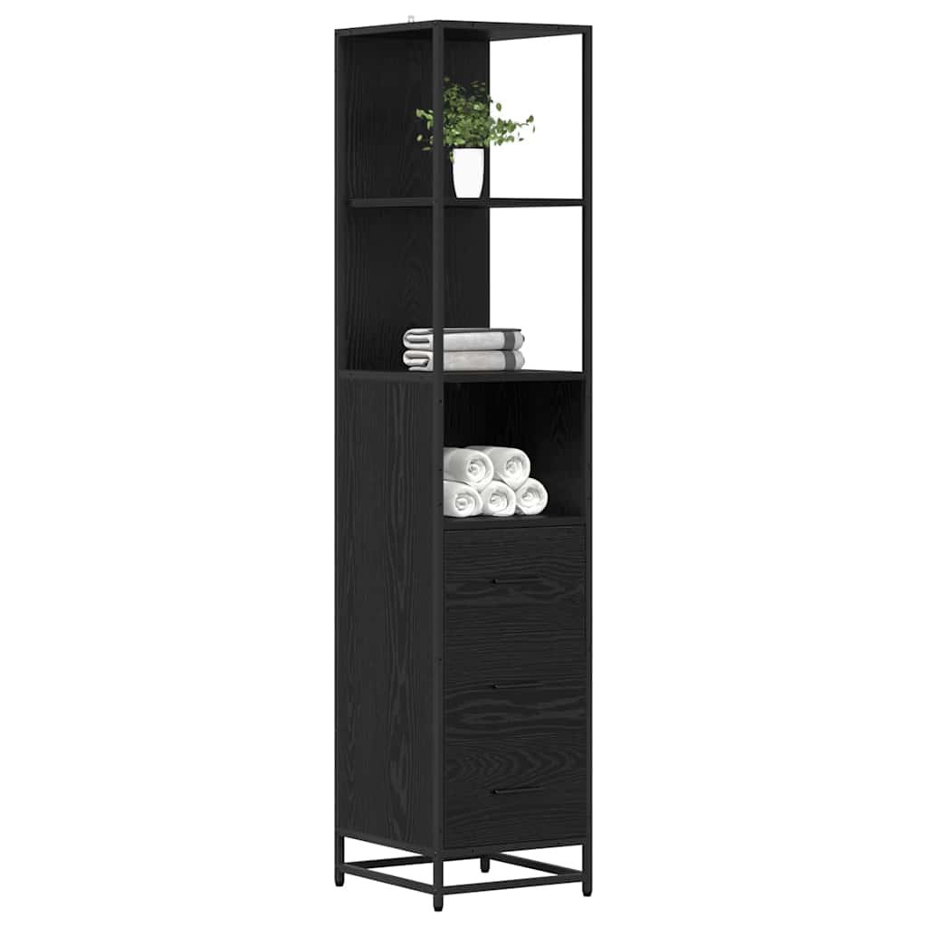 vidaXL Badkamer Kast met lade met plank Zwart eiken 35 x 37.5 x 166 cm