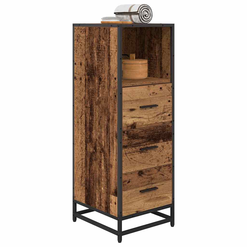 vidaXL Badkamer Kast met lade Oud hout 35 x 37,5 x 100 cm Bewerkt hout